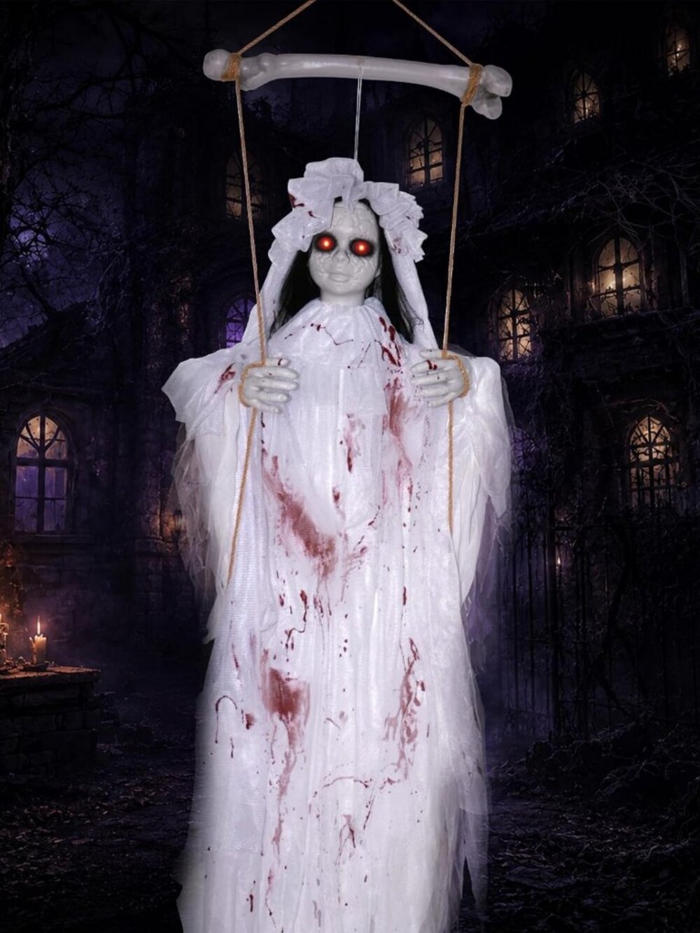 56” Swinging Ghost Girl Halloween Prop - Spooky Indoor/Outdoor Decoration